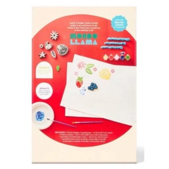 Mondo Llama DIY Stamp-Printed Placemat Kit, 4 Placemats, With Stamps & Paint s2 - Picture 2 of 7